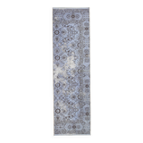 Turkish All-Over Floral Light Blue Vintage Runner Rug, 61x207Cm