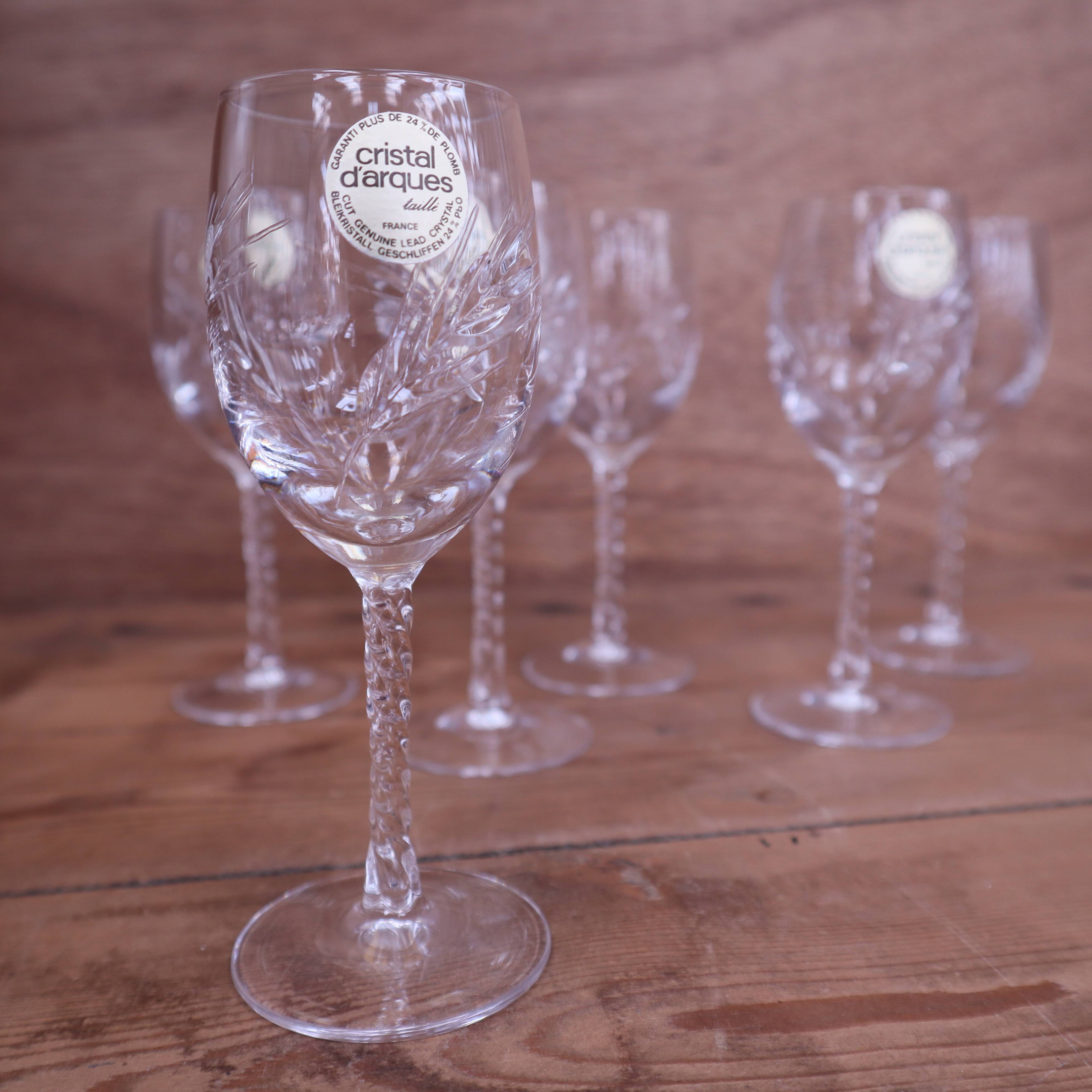 Set of 6 Engraved Crystal Aperitif Glasses, Epi Model