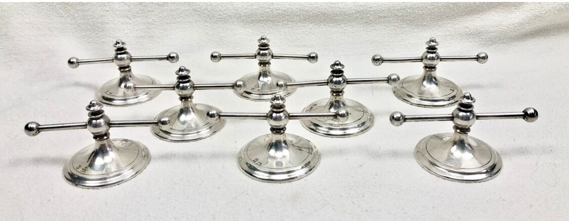 8 antique Art Deco silver-plated metal knife rests, Cailar Bayard hallmark