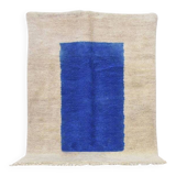 Handmade pure wool rug in blue and white, size 150/250 cm.