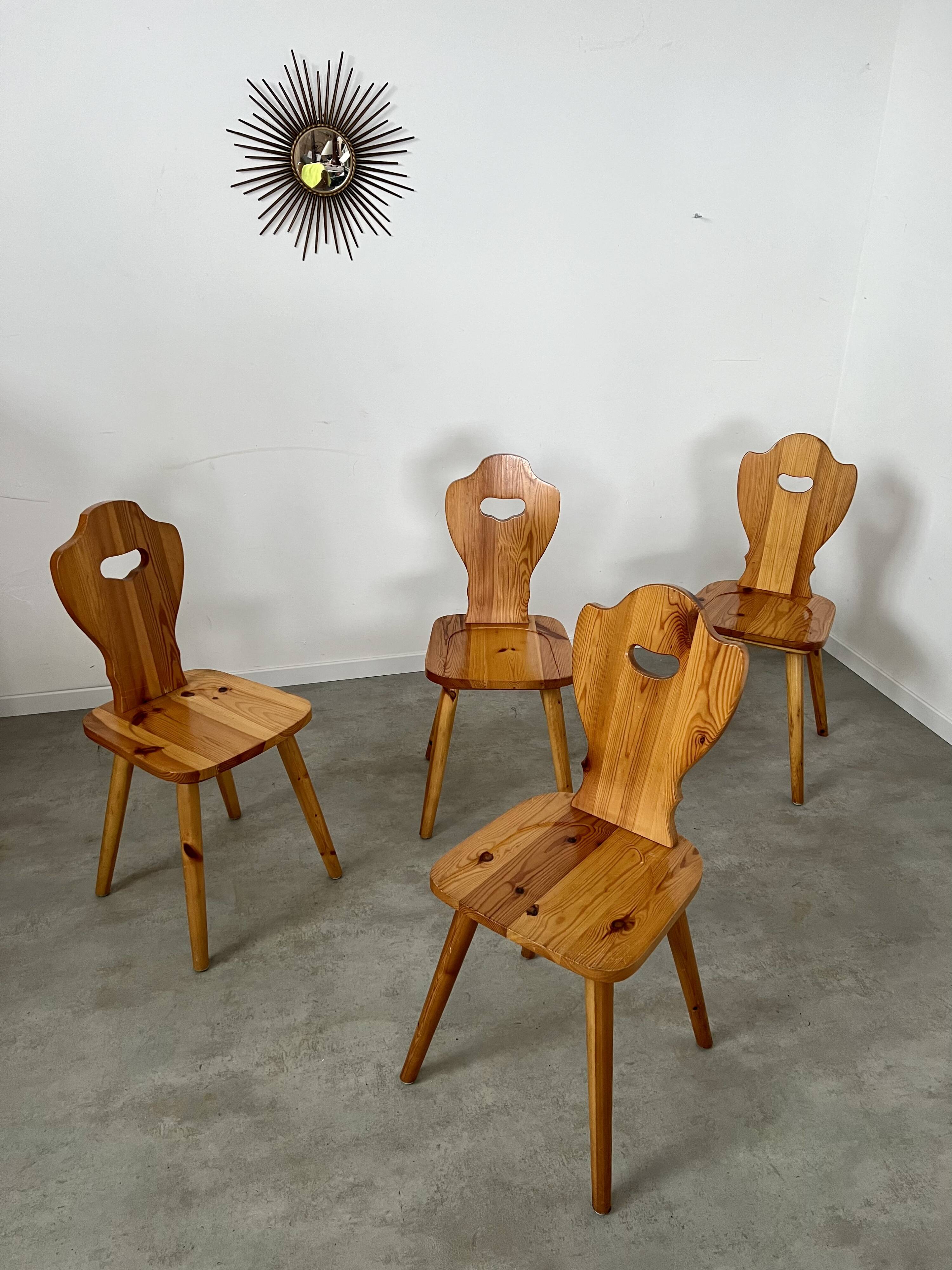 Lot 4 old farm chairs 60 vintage years
