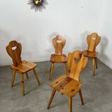 Lot 4 old farm chairs 60 vintage years