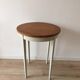 Vintage marquetry pedestal table, Opaline Green and light oak