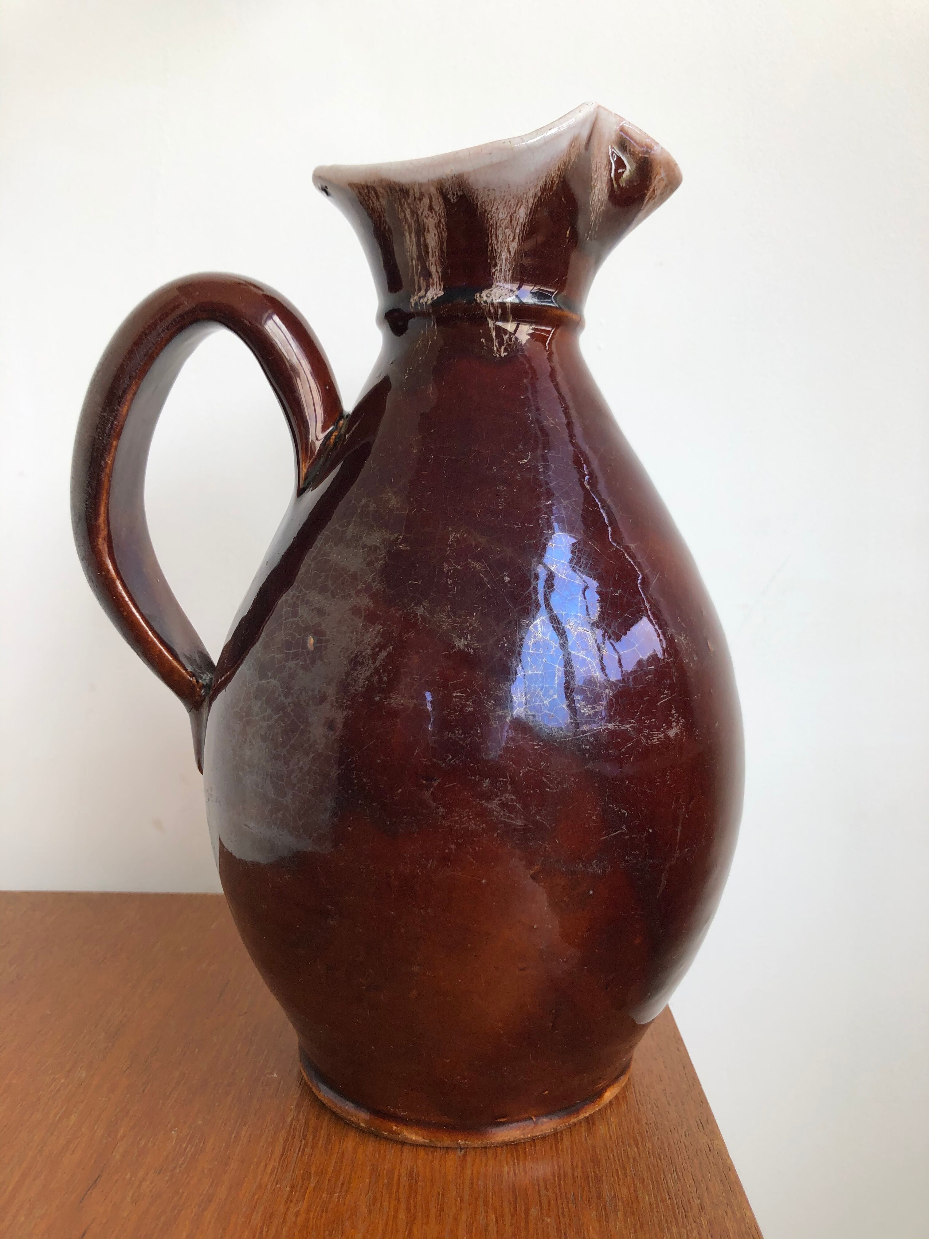 Enamelled terracotta pitcher 1960s