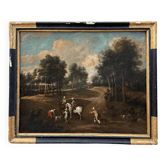 Flemish School of the 17th Century Hunting Scene Oil on Canvas
