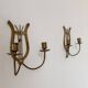 Pair of vintage brass candle sconces, France, 1940.