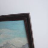 Hand painted painting, oil on fiberboard, signed, Czechoslovakia, 1960's.