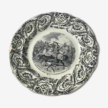 Talking plate "story of Joan of Arc" opaque porcelain of Gien