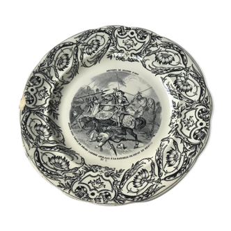 Talking plate "story of Joan of Arc" opaque porcelain of Gien