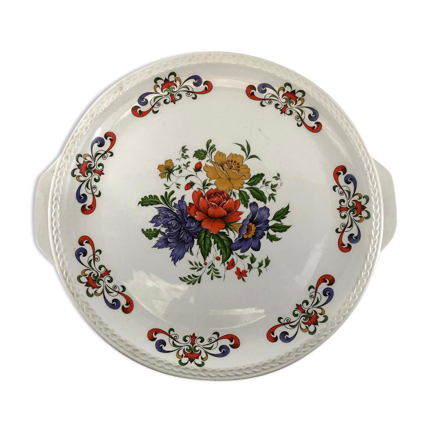 Round dish cake pie vintage flower Moulin des Loups model Derby