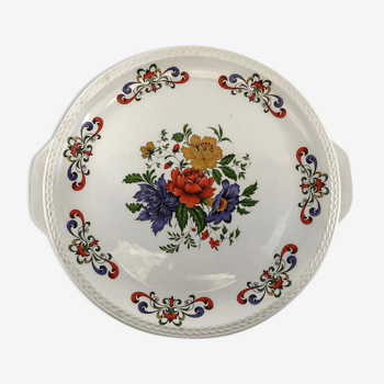 Plat rond gateau tarte fleur vintage Moulin des Loups model Derby