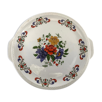 Plat rond gateau tarte fleur vintage Moulin des Loups model Derby