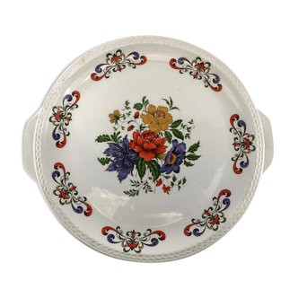 Plat rond gateau tarte fleur vintage Moulin des Loups model Derby