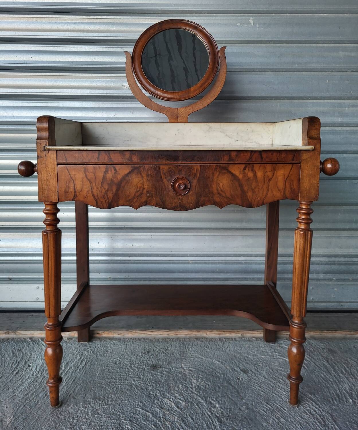 Antique marble and solid wood dressing table