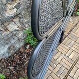 Vintage black rattan headboard 142cm