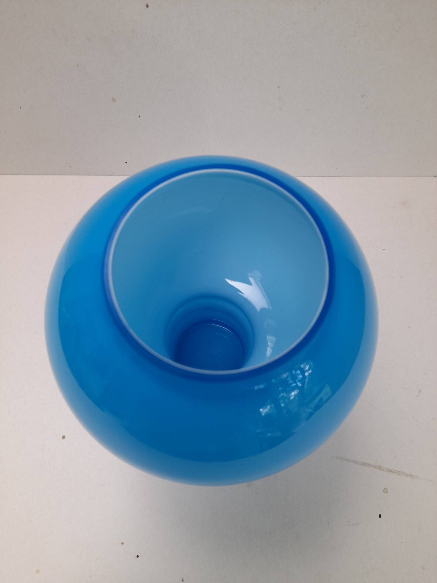 Blue opaline vase with rings Friedrich glass