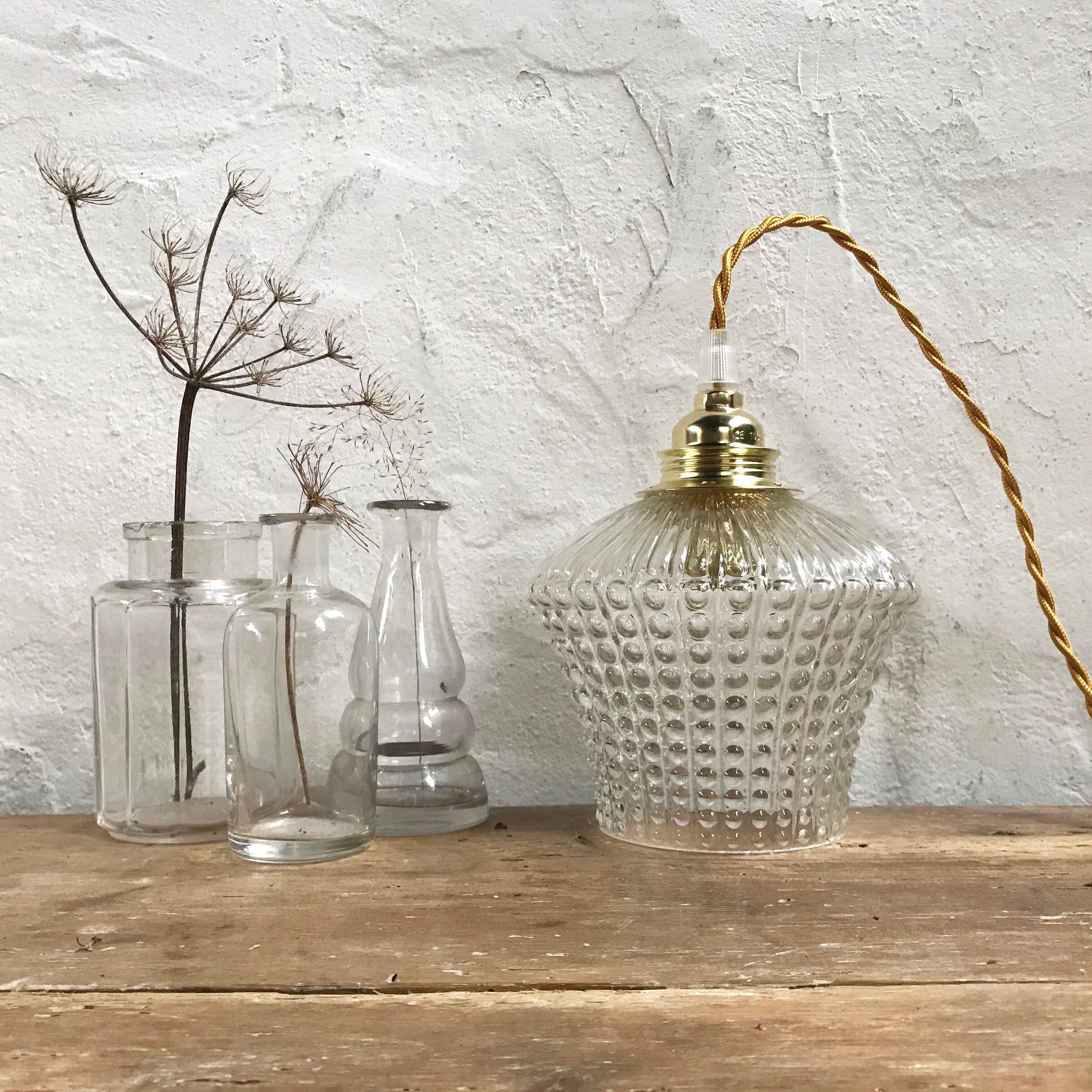 Vintage glass hanging lamp