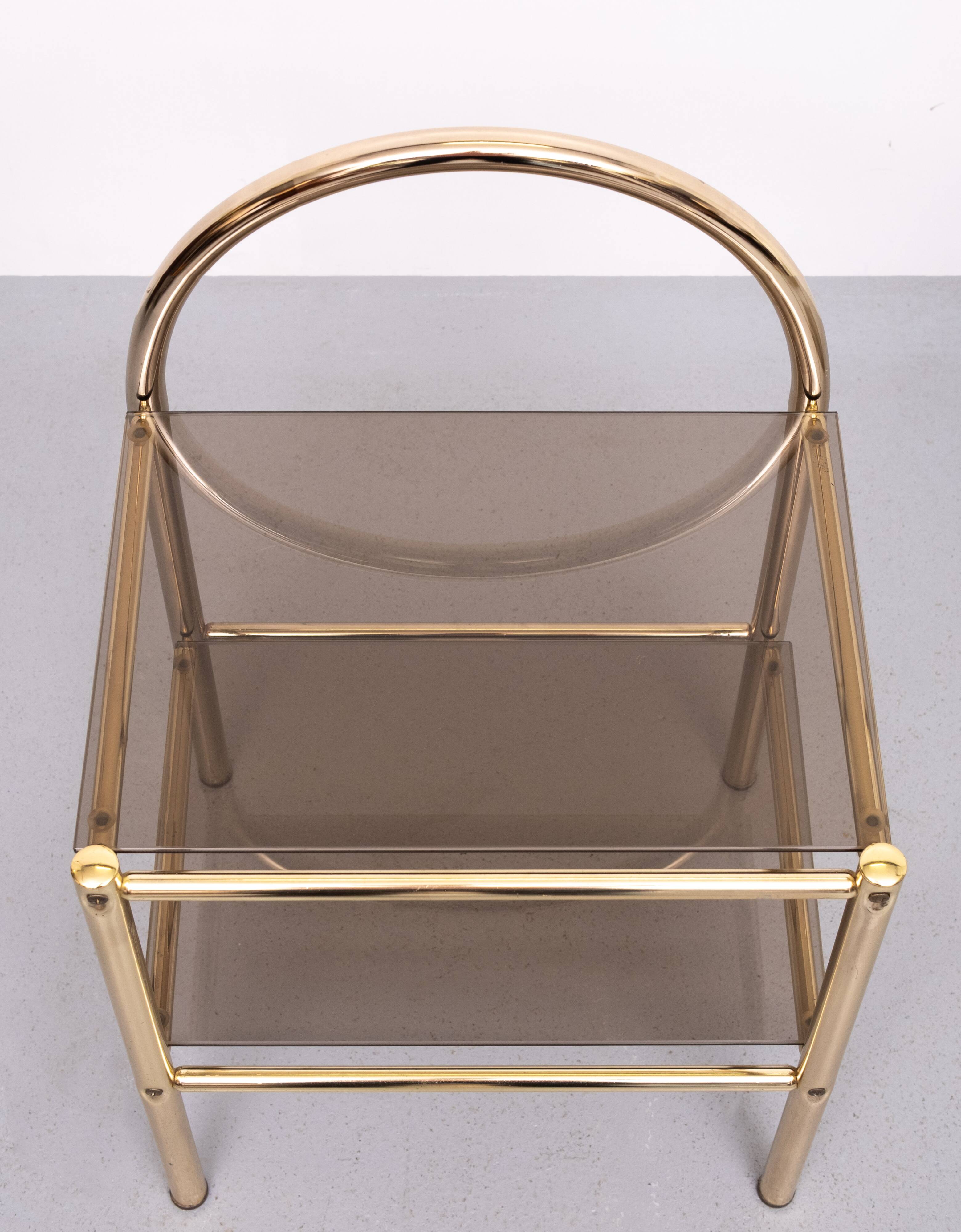 Pair brass bed side tables 1970s France