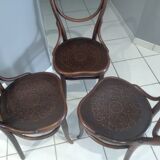 Suite of 3 chairs bistrot Thonet model heart n 28 around 1900