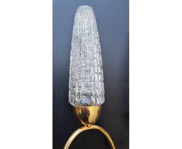 60's glass and brass wall light