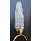 60's glass and brass wall light
