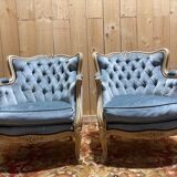 Pair of blue Bergères in Louis XV style