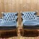 Paire de Bergeres bleues de style Louis XV