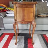 Antique walnut and marble bedside table
