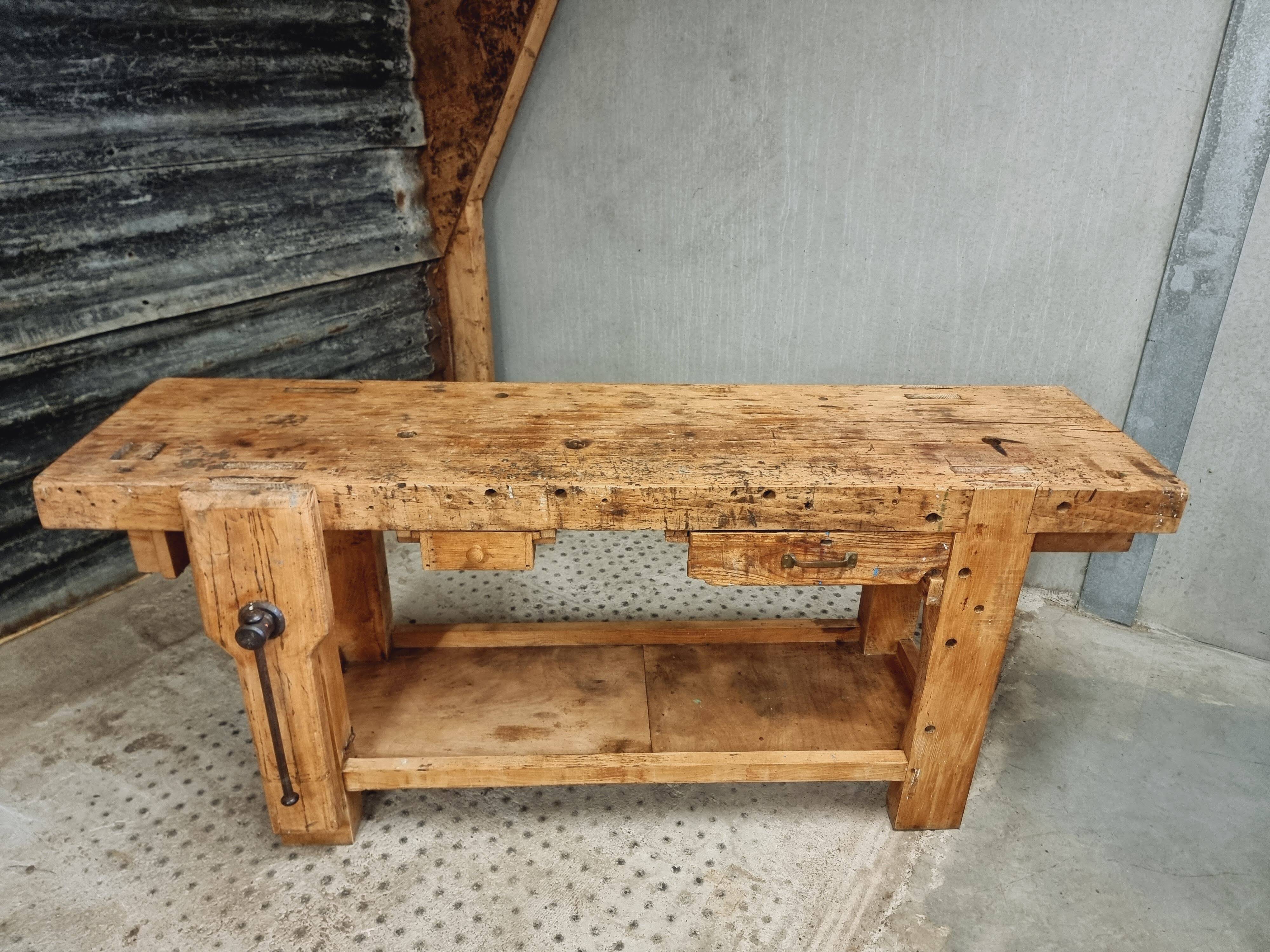 Old workbench side table bathroom furniture 48 x 193 cm