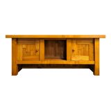 Brutalist low sideboard in solid elm