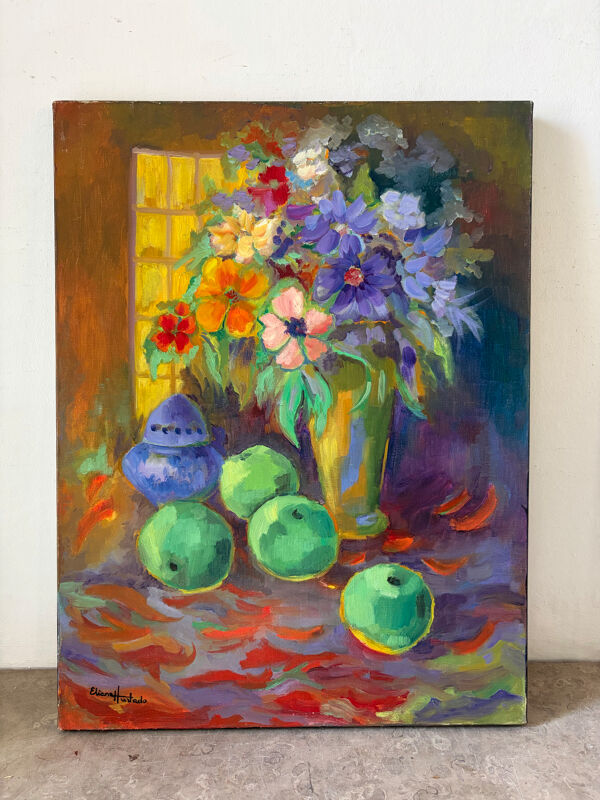 Parfum des Pommes, huile sur toile signé