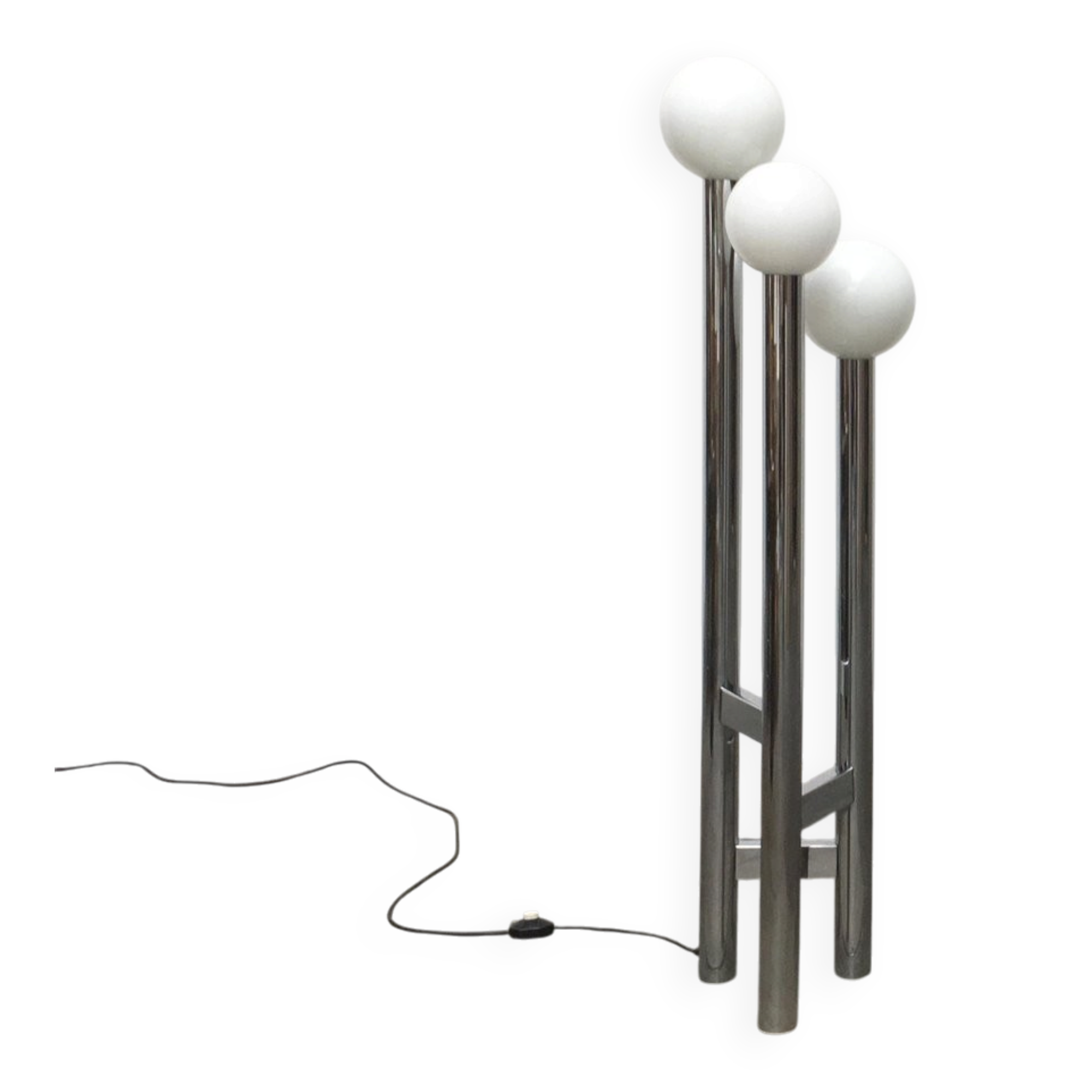 Vintage German floor lamp from the 1970s in glass and metal.