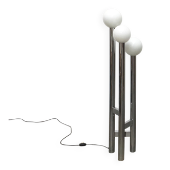 Vintage German floor lamp from the 1970s in glass and metal.