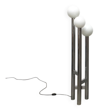Lampadaire vintage allemand espace 1970 en verre et métal