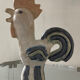 Vintage coq from the 60s in glazed stoneware