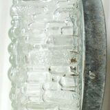 Set de 3 plafonniers/appliques verre moulé texturé 1970