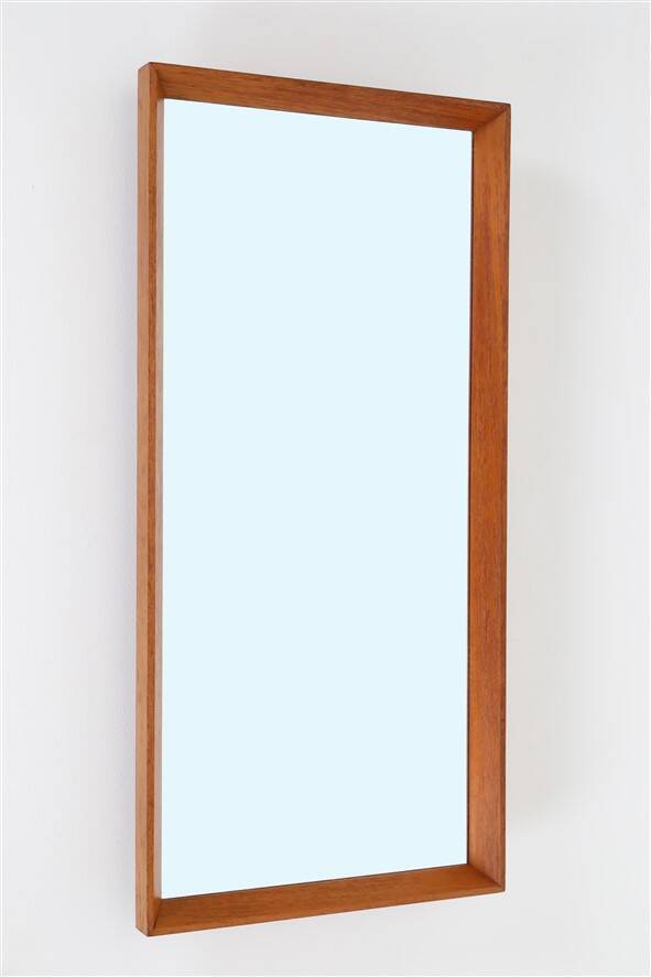 Minimalist Aarhus mid-century teak wall mirror / Danish modern design / 1960s / 1970s