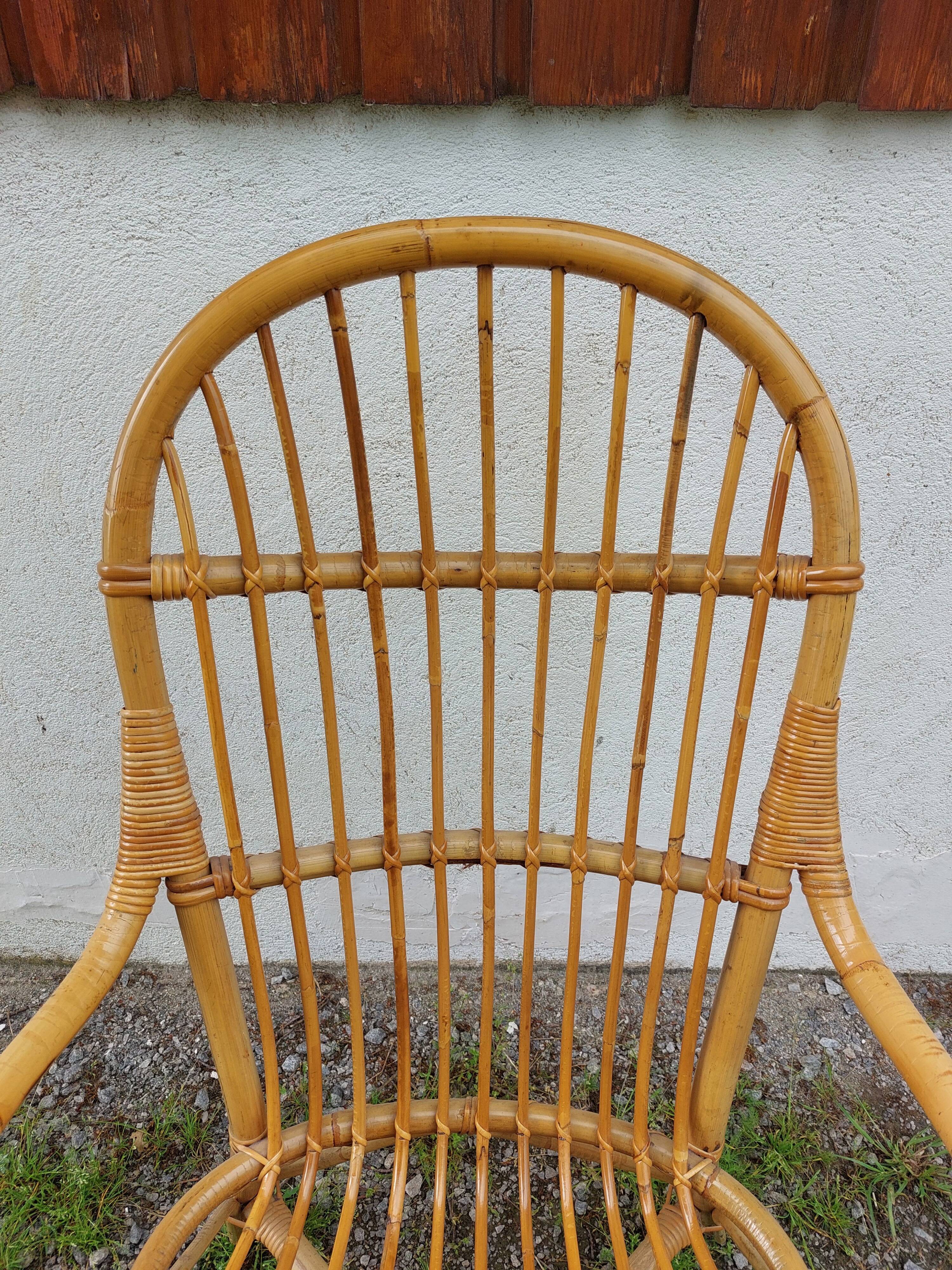 wicker armchair, bamboo wood