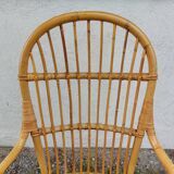 wicker armchair, bamboo wood