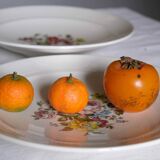 Flat french antique faience of Lunéville China Keller & Guerin 1889 "Chaillot of Vercor" décor of flowers