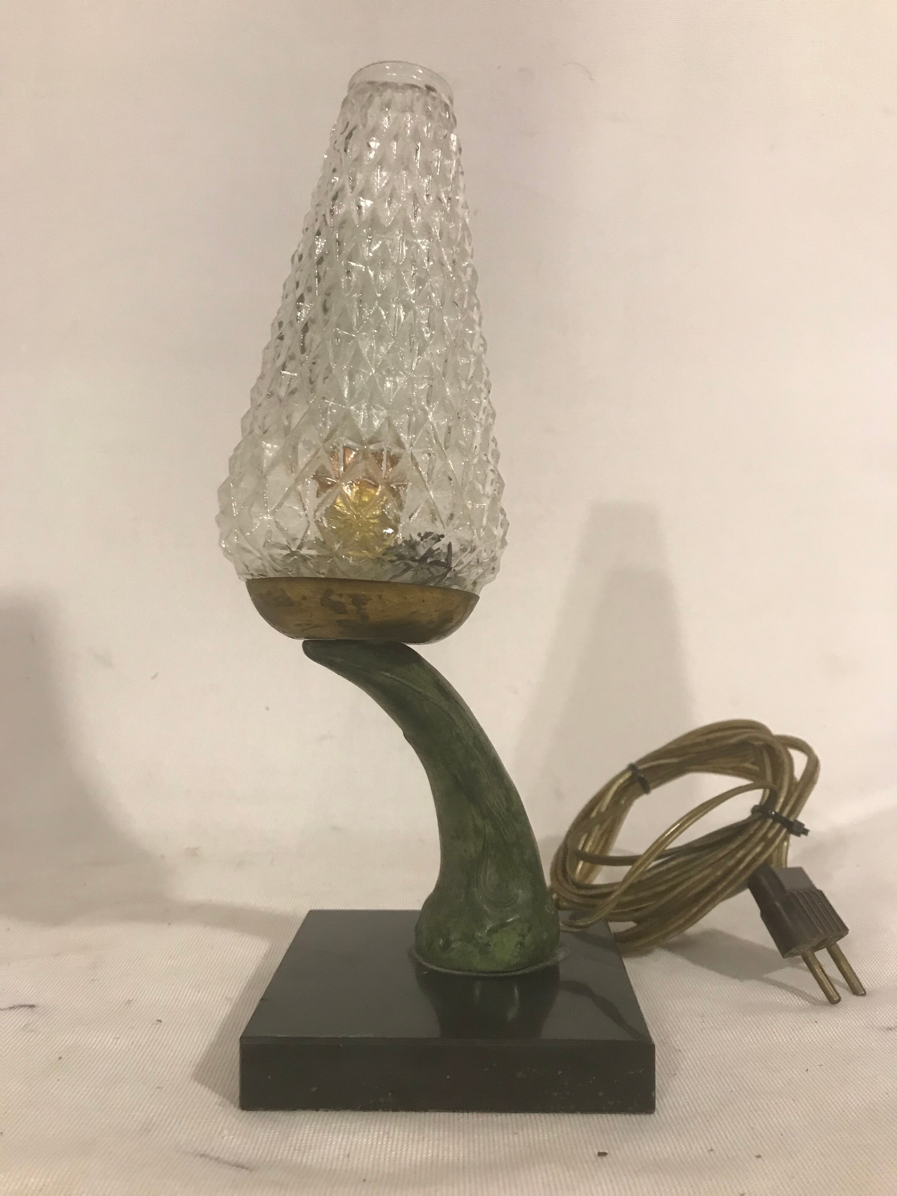Lampe flamme marbre & bronze