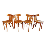 Set of 4 curved wooden bistro chairs