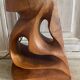 Vintage olive wood carved lamp 59cm