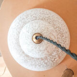 White opaline glass Clichy lamp, vintage pendant light