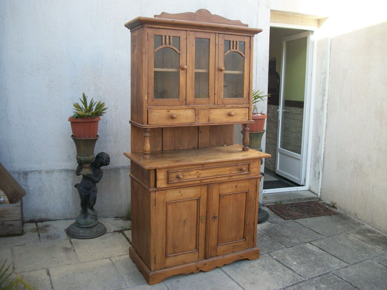 Buffet vitrine pin massif