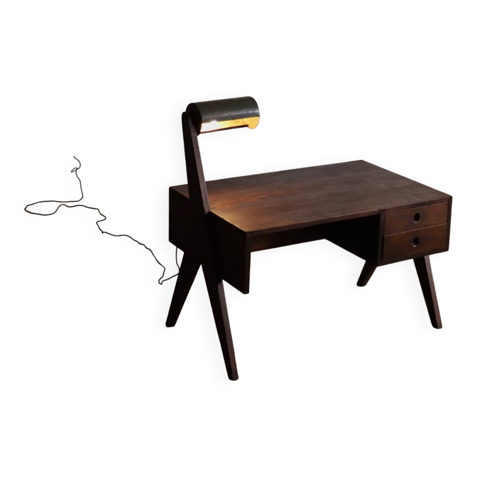 Bureau Pierre Jeanneret avec lampe intégrée, Chandigarh, années 1950