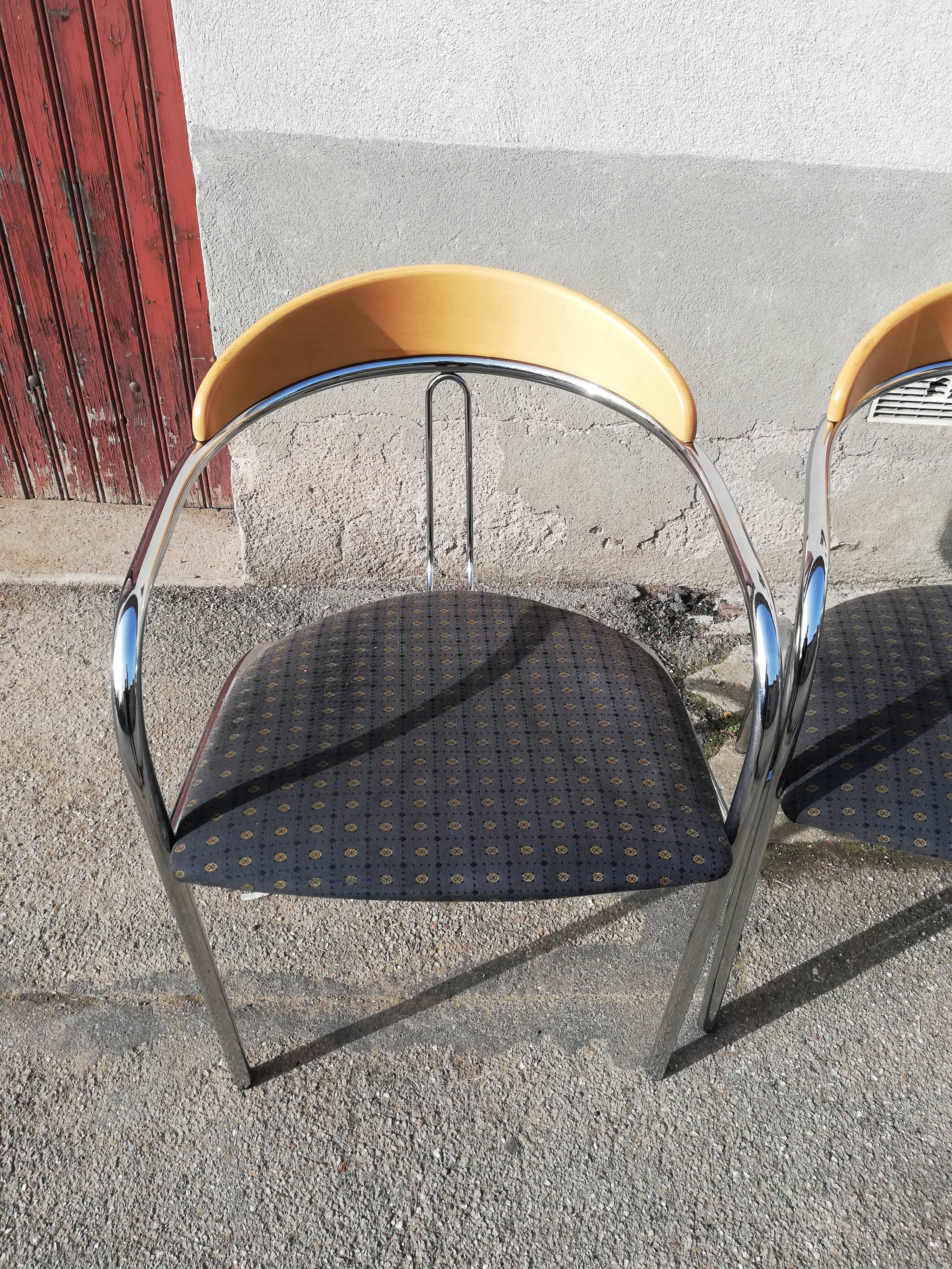 Set de 3 chaises vintage tissu bleu