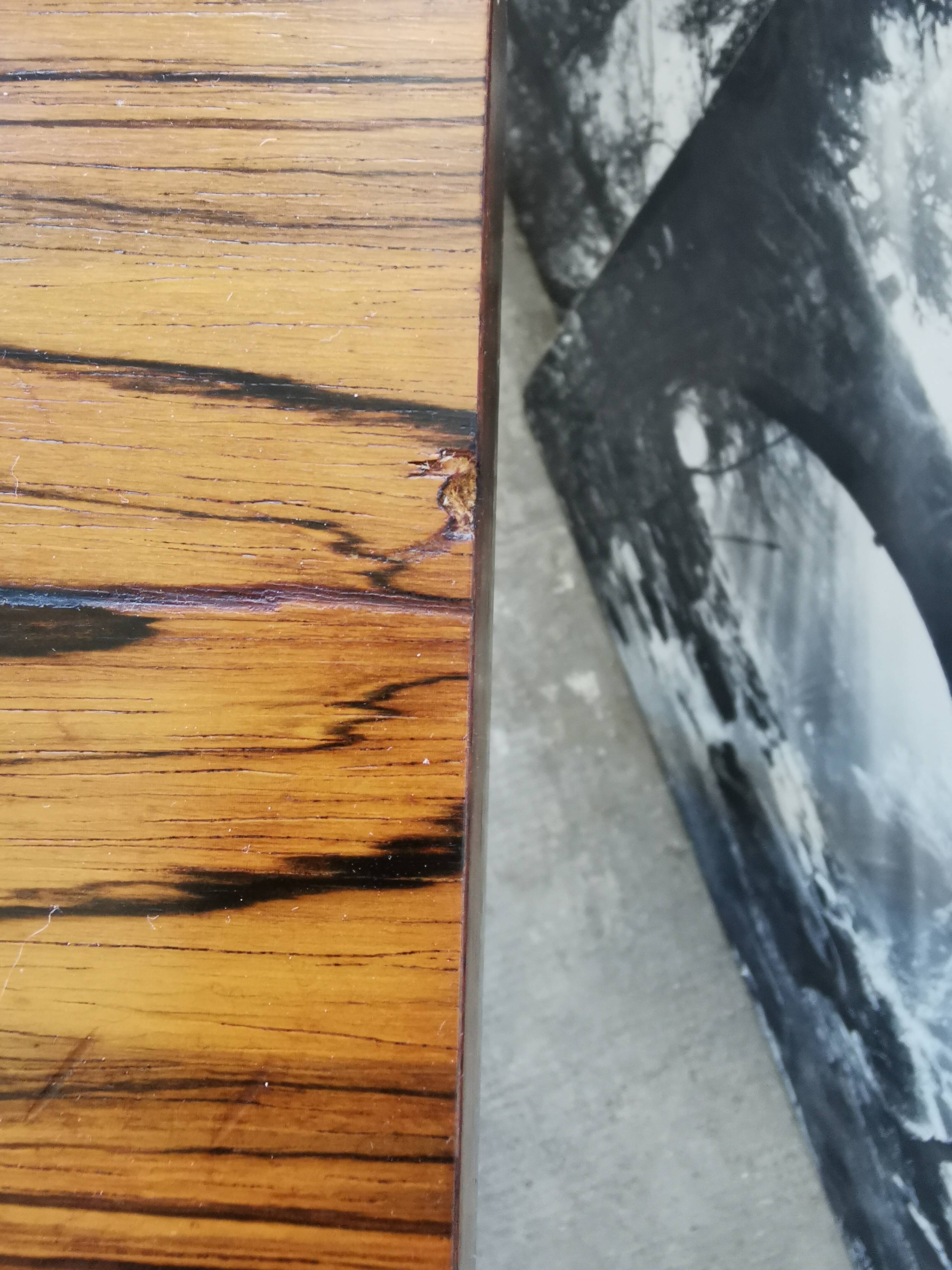 Coffee table from the 70s, chrome and rosewood