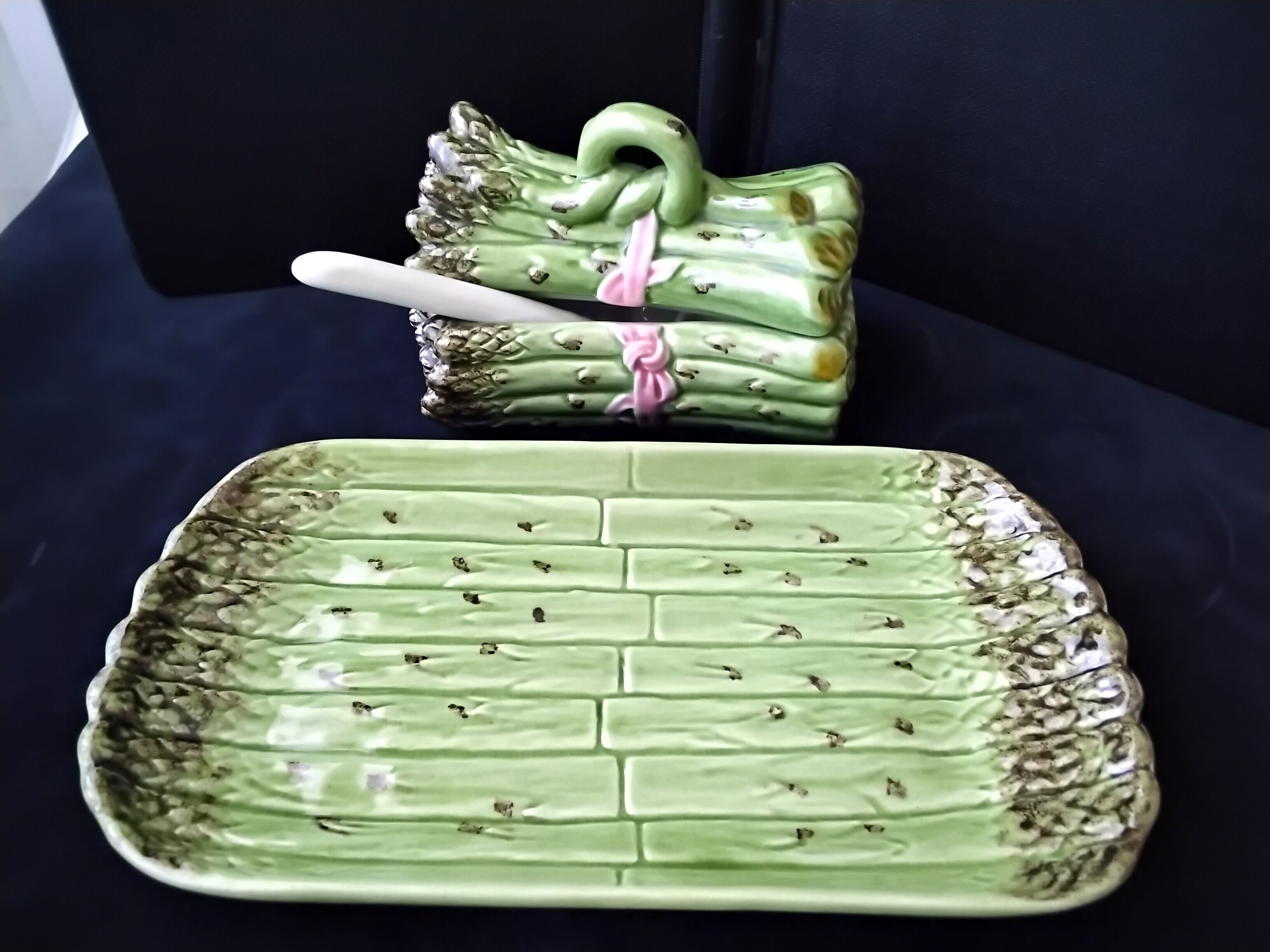 Asparagus set flat + ceramic saucepan Portuguese made