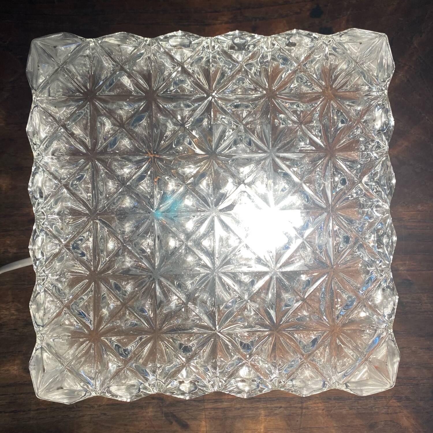Vintage square molded glass ceiling light